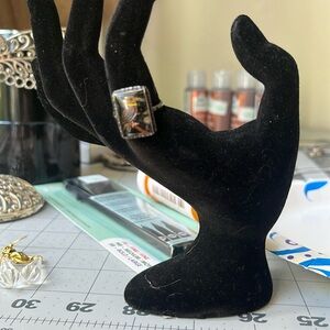 Thomas Mott kingfisher antique 1920s ring vintage rare 7 sterling silver marked